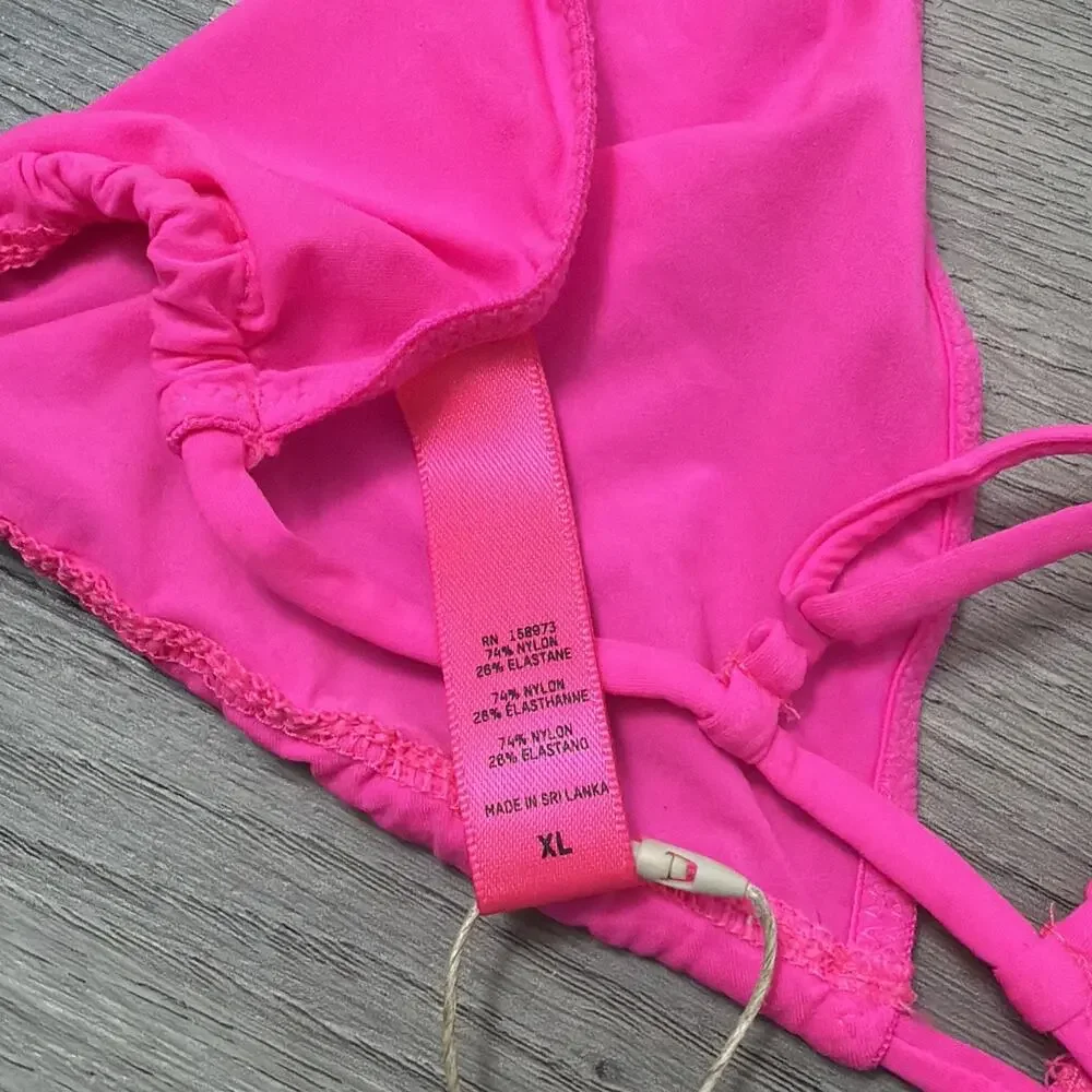 Skims Pink Micro Cording String Triangle Bralette, Size XL New - Picture 3 of 5